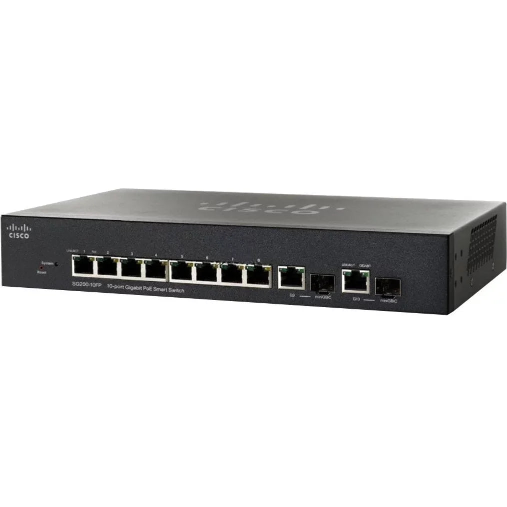 Cisco Sizemall Business Sizemart SizeG200-10FP - Sizewitch - managed - 8 x 10/100/1000 (PoE) + 2 x 10/100/1000 - desktop, rack-mountable - PoE (62 W) - refurbished