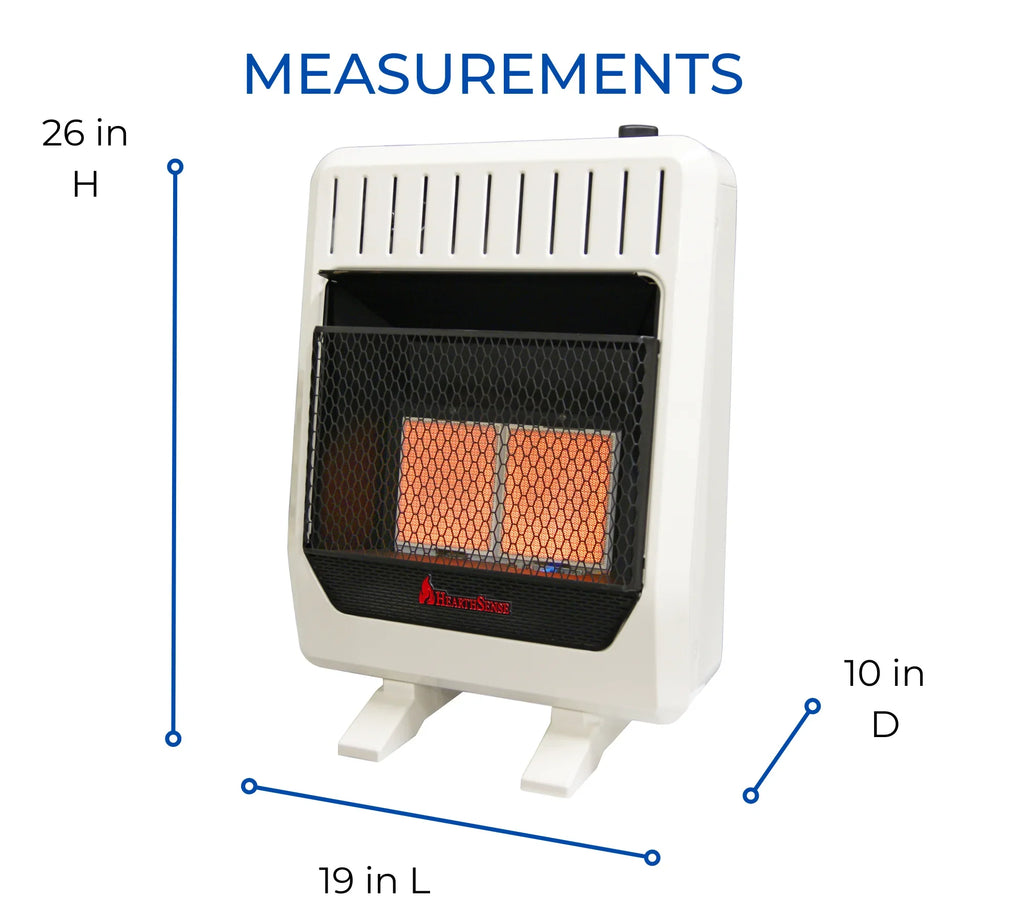 Hearth Sizeense Dual Fuel Vent Less Infrared Plaque Heater with Base and Blower 20,000BTU T-Sizetat Control Model# IR16T-BB