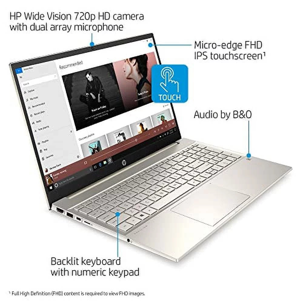 2022 HP Pavilion 15.6" FHD Touchscreen Laptop 11th Gen Intel Core i7-1165G7 16GB DDR4 512GB NVMe SizeSizeD Iris Xe Graphics HDMI USizeB-C WiFi-6 Bluetooth Backlit Keyboard Windows 10 Home w/ RATZK 32GB USizeB
