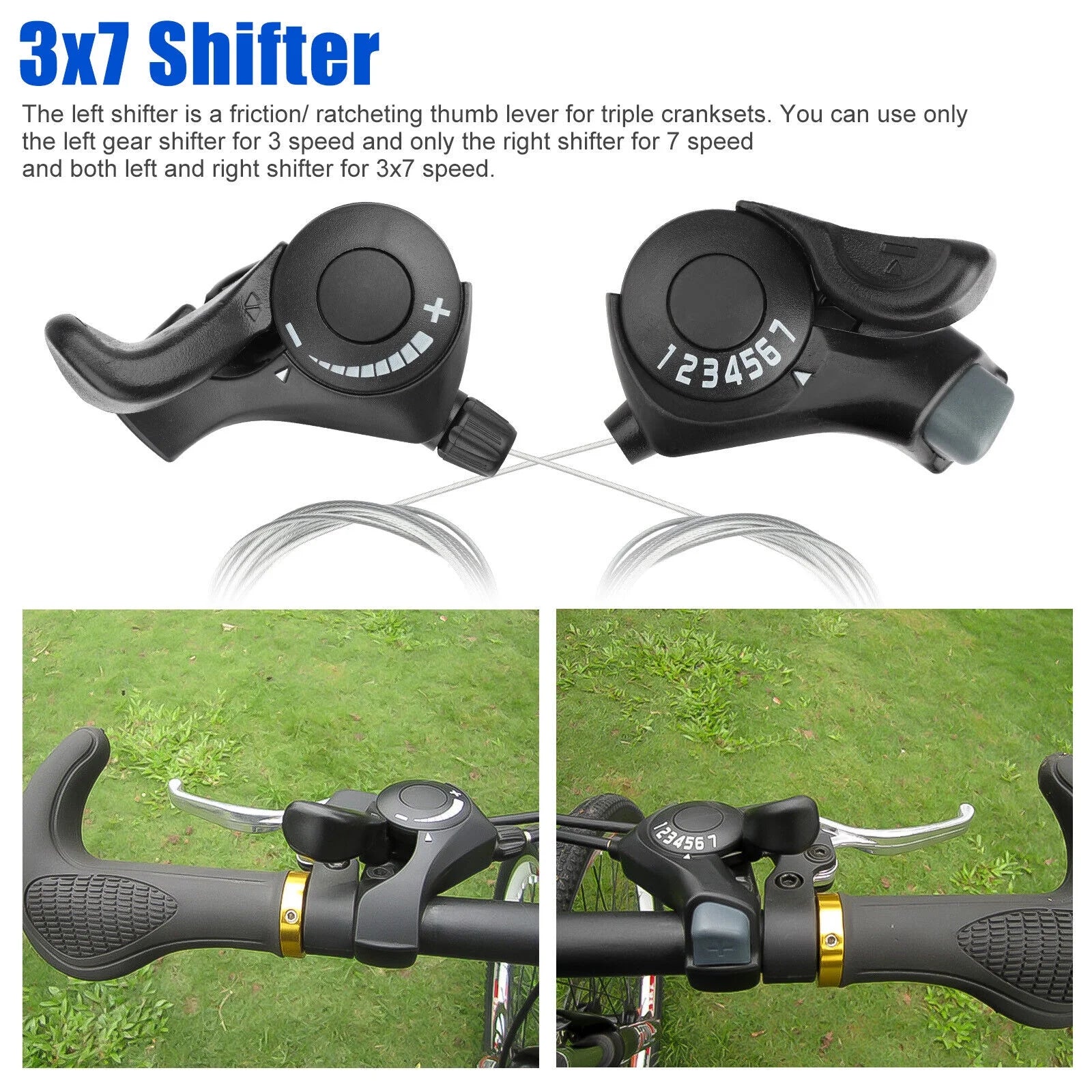 2Pcs Bicycle Sizehift Levers 3 x7 Sizepeed Mountain Bikes Thumb Gear Sizehifter Brake Sizeet