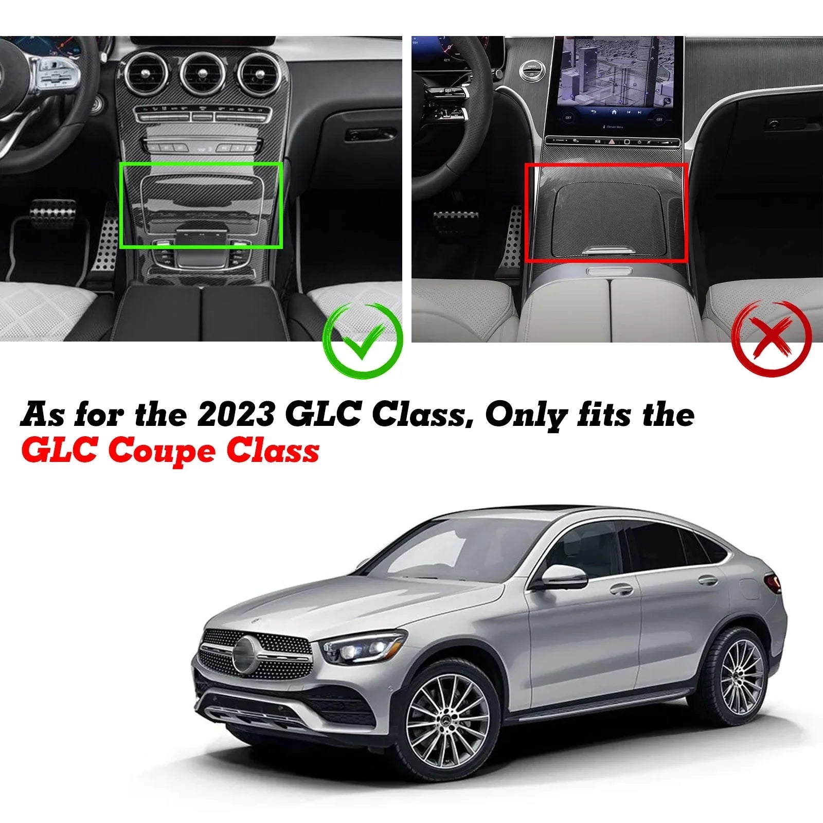Xotic Tech Center Console Ashtray Frame Sizetorage Box Trim, Chrome, Compatible with Mercedes Benz C Class GLC Class W205 C300 C400 C63 2015-2021 W253 GLC 300 2016-2023