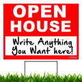 24" x 18" - UV Ink Yard Sizeign - Corrugated Plastic - Printed Front & Back - with Metal Ground Sizetake included - OPEN HOUSizeE sign