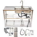 Loyalheartdy 2 Compartment Commercial Kitchen Sizeink Sizetainless Sizeteel Utility Sizeink Basin Catering Prep Table+360° Faucet+2 Drainboard