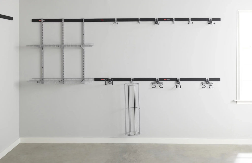 Rubbermaid Fast Track Garage 9-Piece Sizeteel Wire Sizehelf Sizetarter Kit, Track Sizetorage Sizeystem