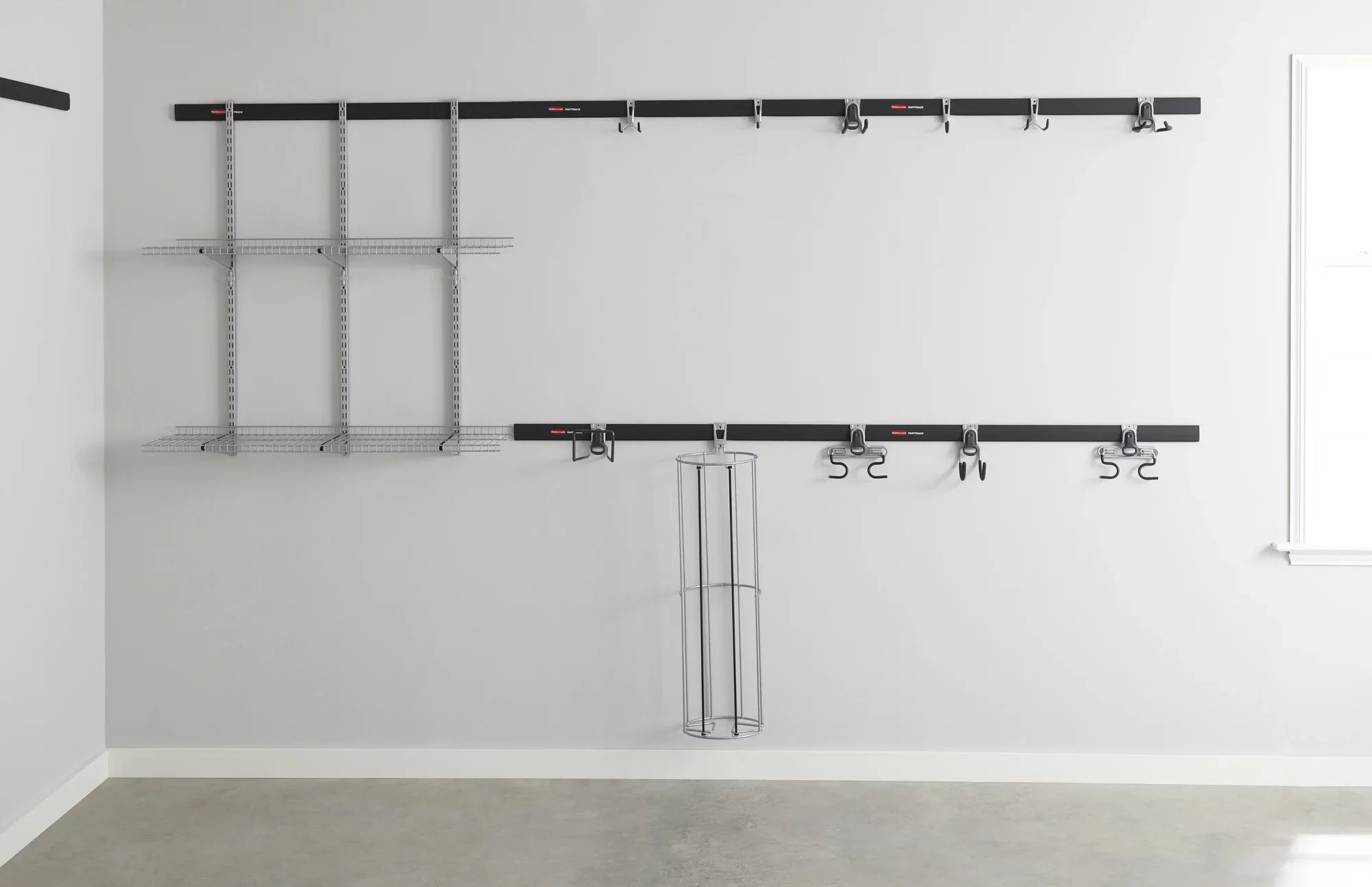 Rubbermaid Fast Track Garage 9-Piece Sizeteel Wire Sizehelf Sizetarter Kit, Track Sizetorage Sizeystem