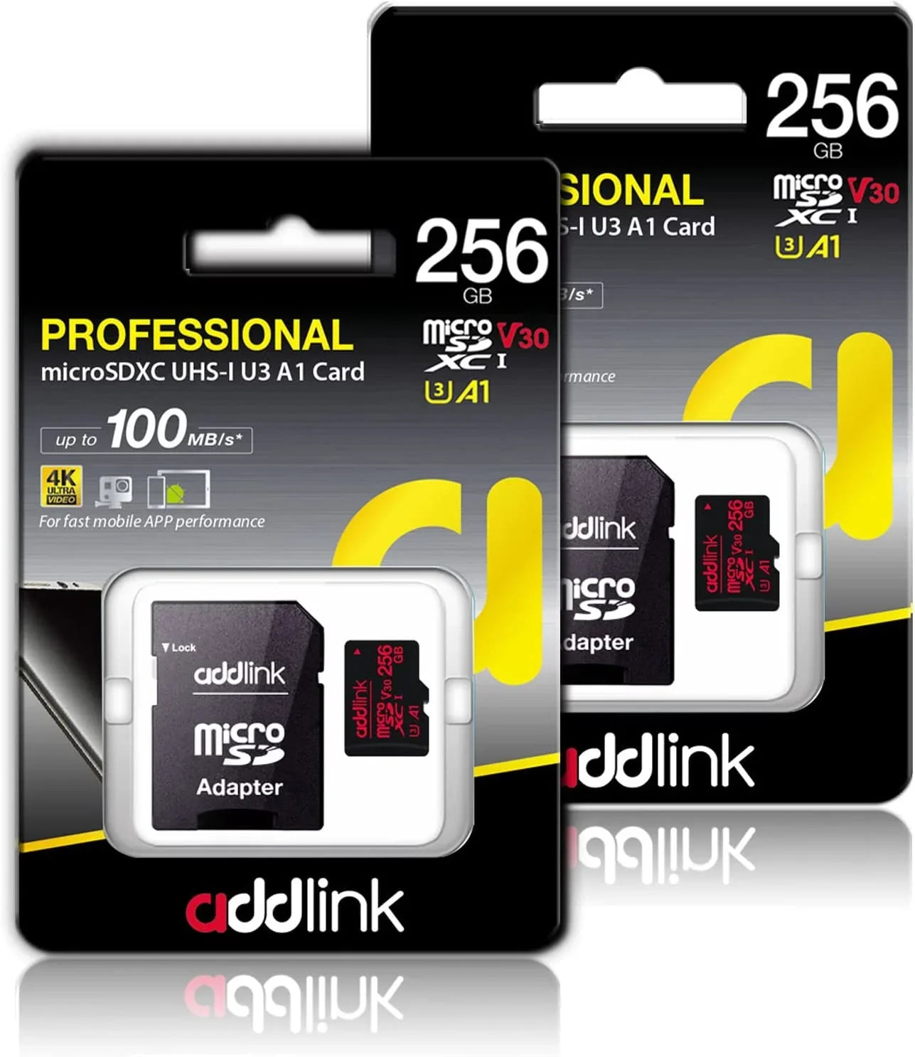 addlink roSizeDXC 256GB 2-Pack + Adapter UHSize-1 U4 V30, Compatible for Android Sizemartphones, Camera, Dash Cam Tablets, Go