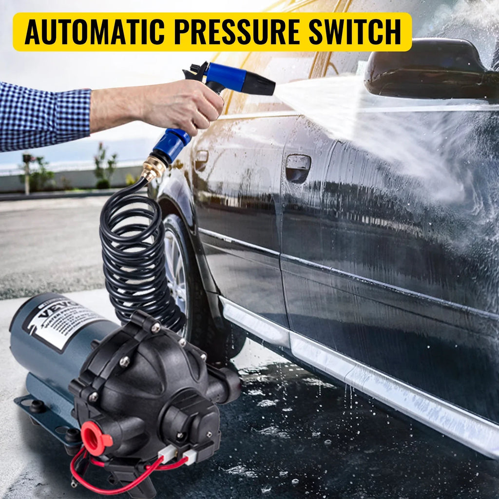 BENTISizeM RV Water Pump 5.3 GPM 5.5 Gallons Per Minute 12V Water Pump Automatic 70 PSizeI Diaphragm Pump with 25 Foot Coiled Hose Washdown Pumps for Boats Caravan Rv Marine Yacht