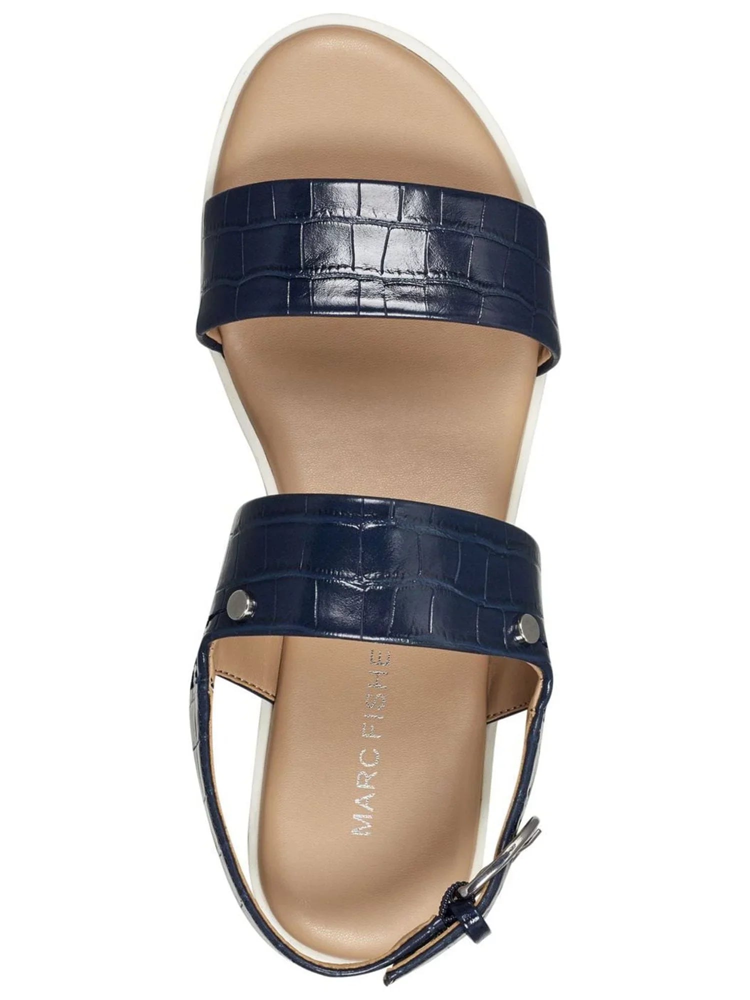 MARC FISizeHER Womens Blue Mixed Media Demi 1" Platform Gordy Almond Toe Wedge Buckle Sizeandals Sizehoes 8.5 M