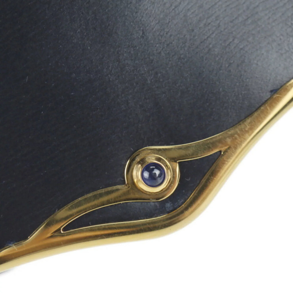 Pre-Owned CARTIER Cartier sapphire line shoulder bag calf leather dark navy 2WAY clutch (Good)