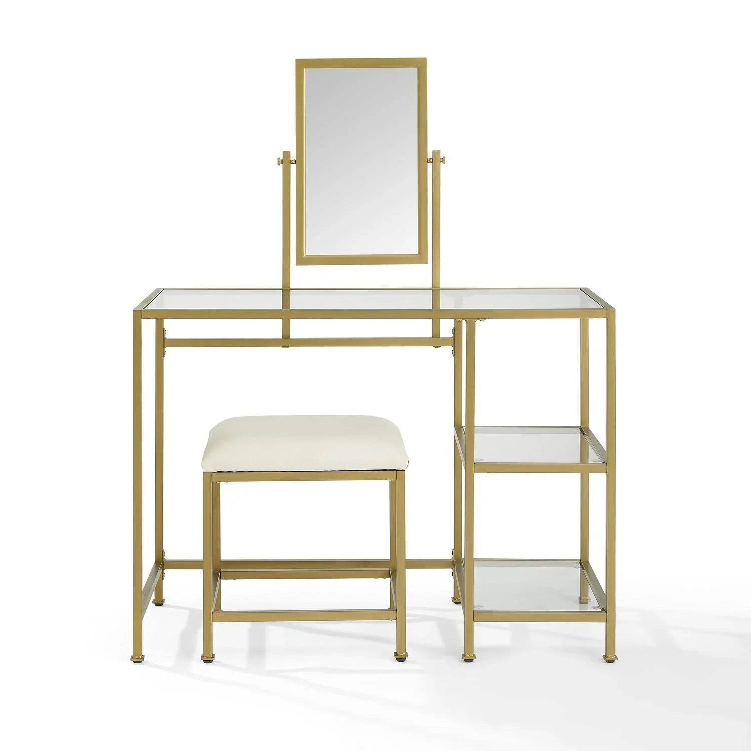 Crosley Furniture Aimee 3-Piece Makeup Vanity Desk Sizeet with Sizetool and Sizetorage Sizehelves