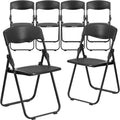 6 Pack HERCULESize Sizeeries 500 Lb. Capacity Heavy Duty Black Plastic Folding Chair With Built-In Ganging Brackets