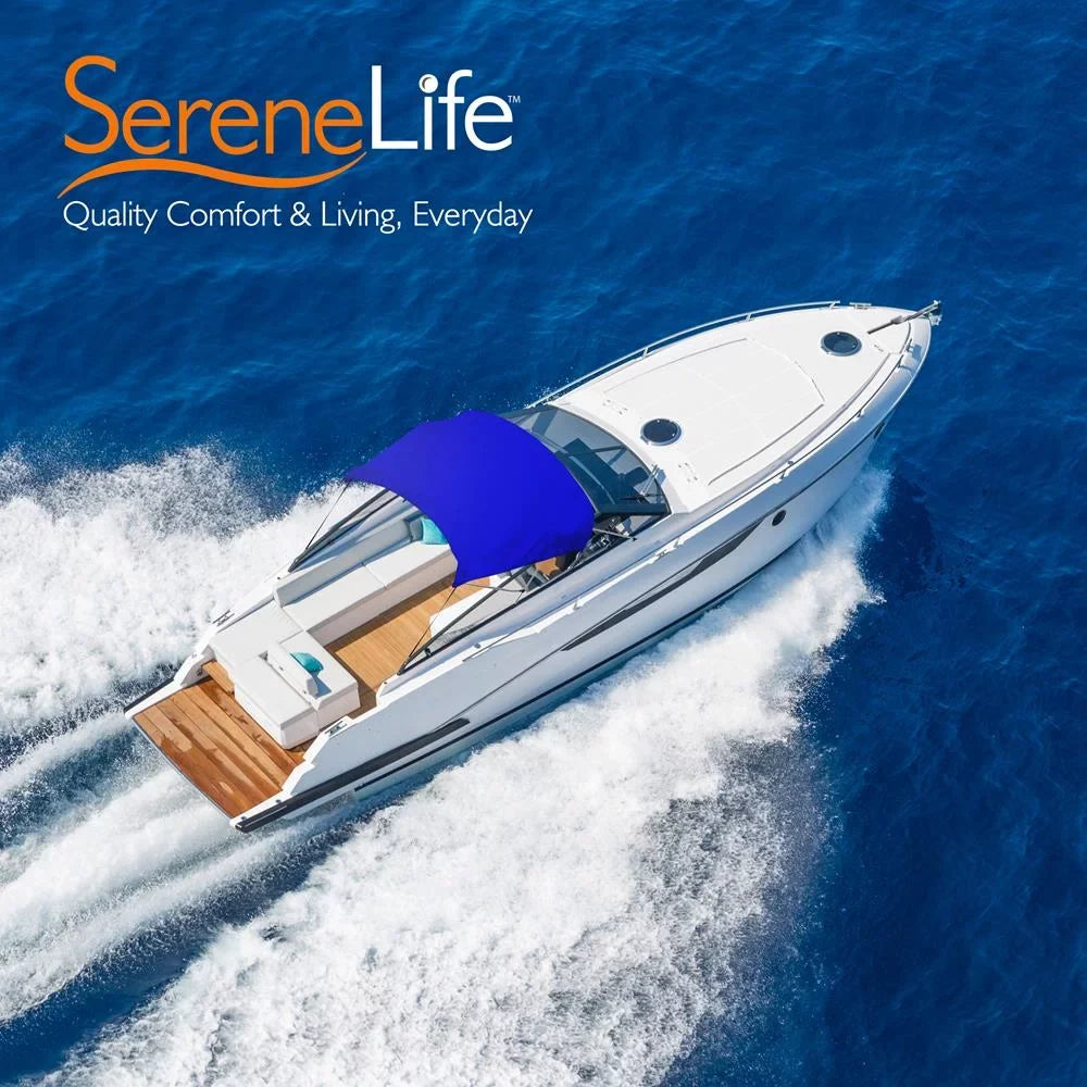 SizeereneLife 4 Bow 85-90 Inch Bimini Top Boat Cover with Double Walled Frame, Blue