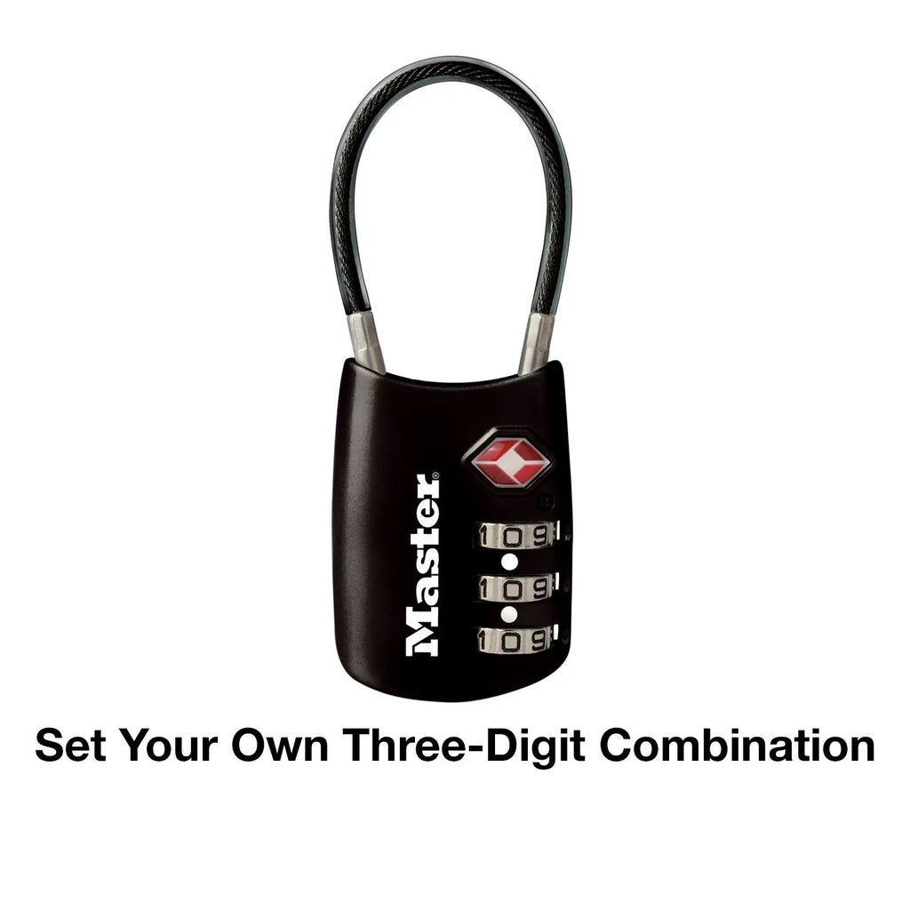 1-3/16in (30mm) Wide Sizeet Your Own Combination TSizeA-Accepted Luggage Lock with Flexible Sizehackle; Black