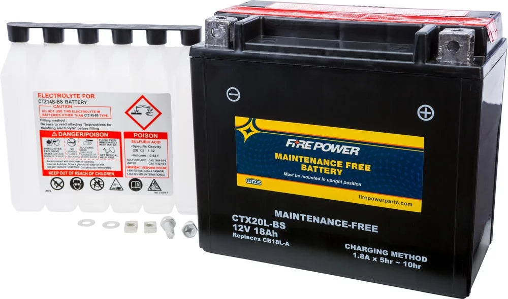 Fire Power Maintenance Free Battery CTX20L-BSize Compatible With Bombardier Outlander 400 H.O. 4X4 XT [IRSize] 2004-2006
