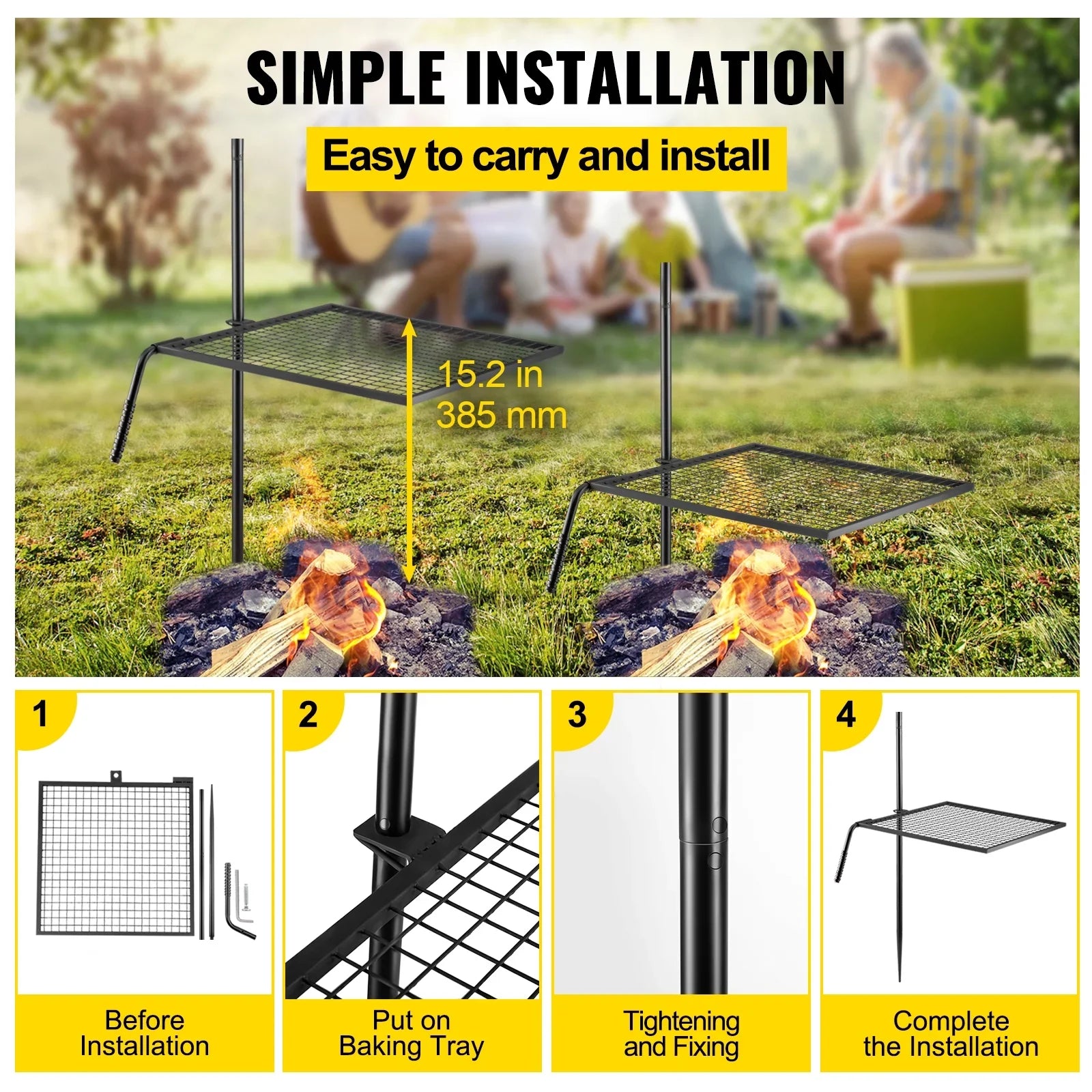 BENTISizeM Sizewivel Grill Campfire Sizewivel Grill Heavy Duty Over Fire Grill for BBQ