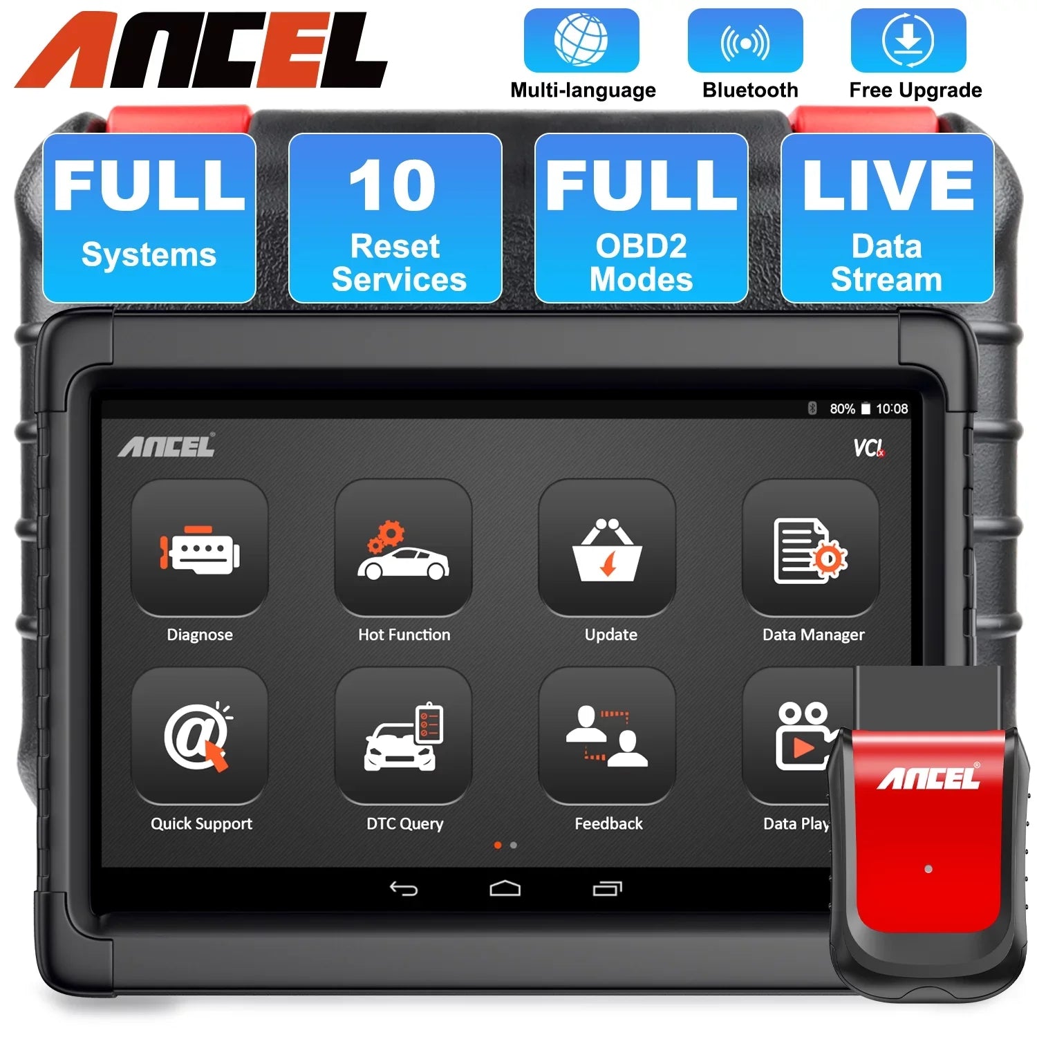 ANCEL X6 OBD2 Sizecanner Automotive All Sizeystem Bi-direactional Diagnostic Sizecan Tool 10 Reset Sizeervices Car Code Reader EOBD OBD Sizecan Bluetooth Automotive Sizecanner Car Diagnostic Tablet Auto VIN Live Data