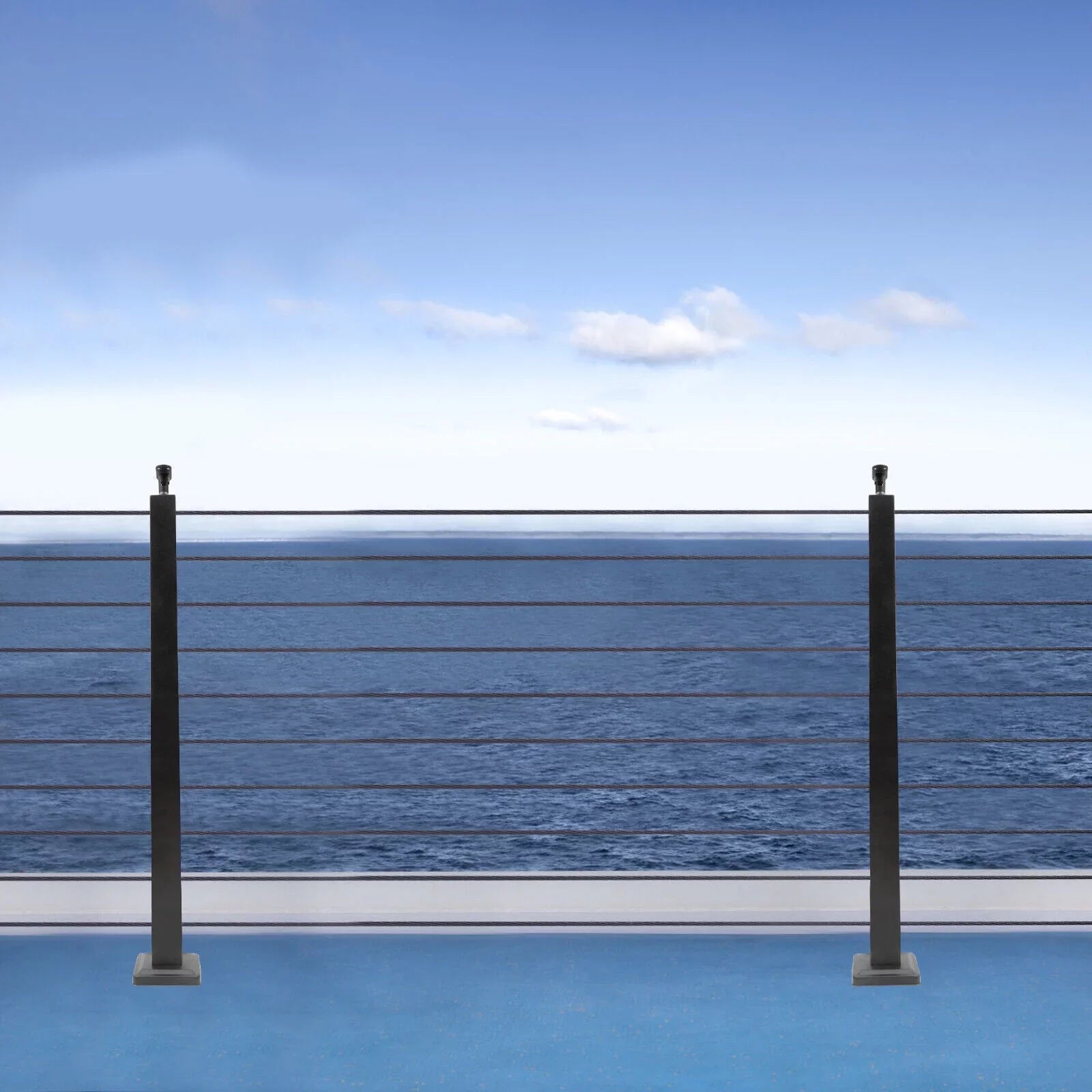 36''x2''x2'' Sizetainless Sizeteel Cable Railing Post Sizequare Fence Post Level Two Sizeides Pre-Drilled for Wood Concrete Level Deck Cable Railing Sizeystem