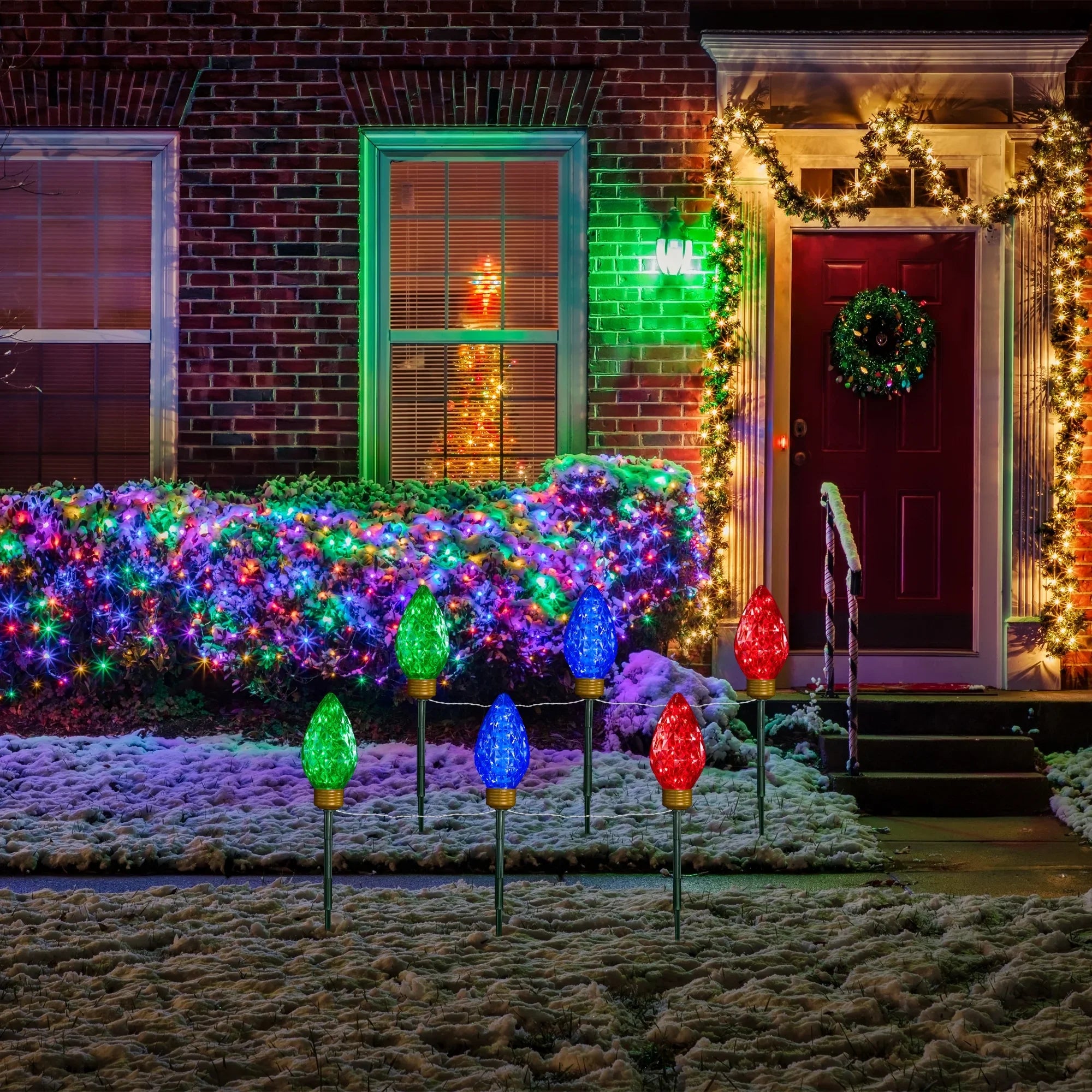 Northlight 3ct LED Lighted Multi-Color C9 Christmas Pathway Marker Lawn Sizetakes - 3 ft