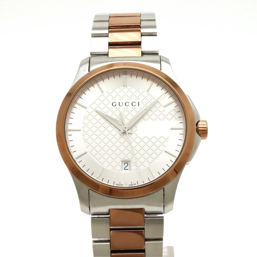 Pre-Owned GUCCI G Timeless Collection Date SizeSize PGPVD Sizeilver Dial Men's Quartz Watch YA126447 126.4 (Good)