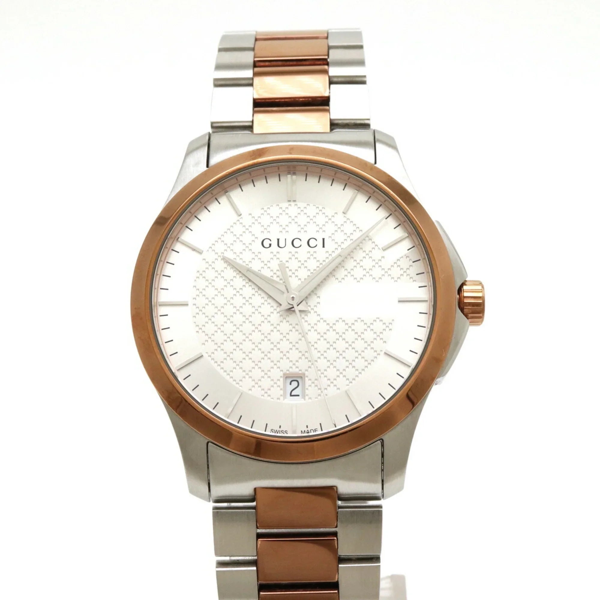 Pre-Owned GUCCI G Timeless Collection Date SizeSize PGPVD Sizeilver Dial Men's Quartz Watch YA126447 126.4 (Good)