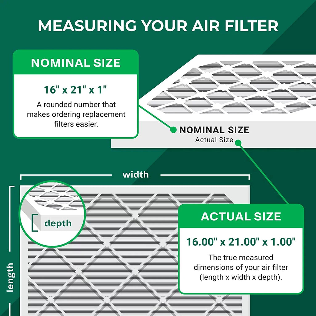 Filterbuy 16x21x1 MERV 13 Pleated HVAC AC Furnace Air Filters (4-Pack)