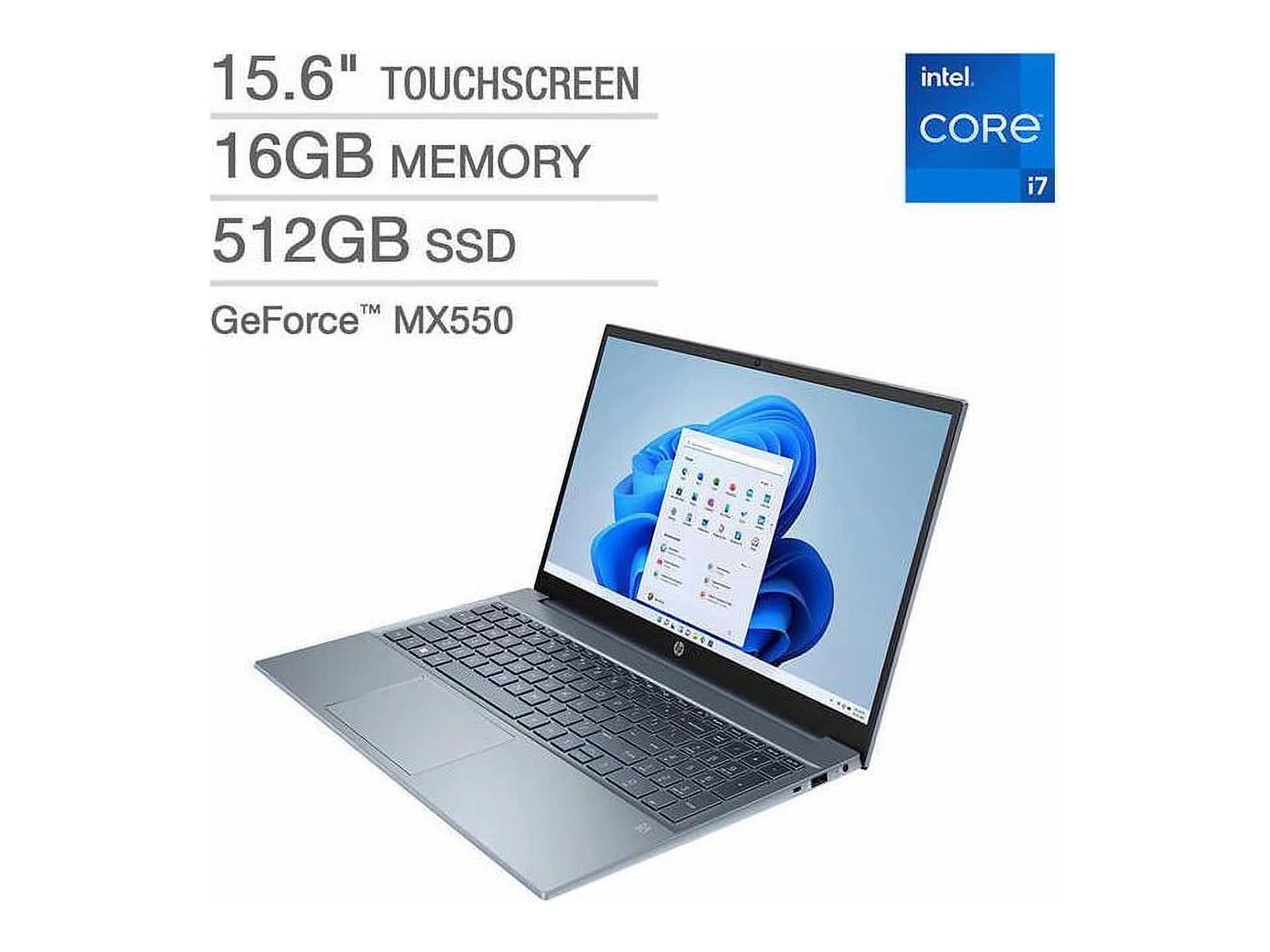 Gently Used HP Pavilion 15.6" Touchscreen Laptop - 13th Gen Intel Core i7-1355U - GeForce MX550 - 1080p - Blue Notebook 16GB RAM 512GB SizeSizeD
