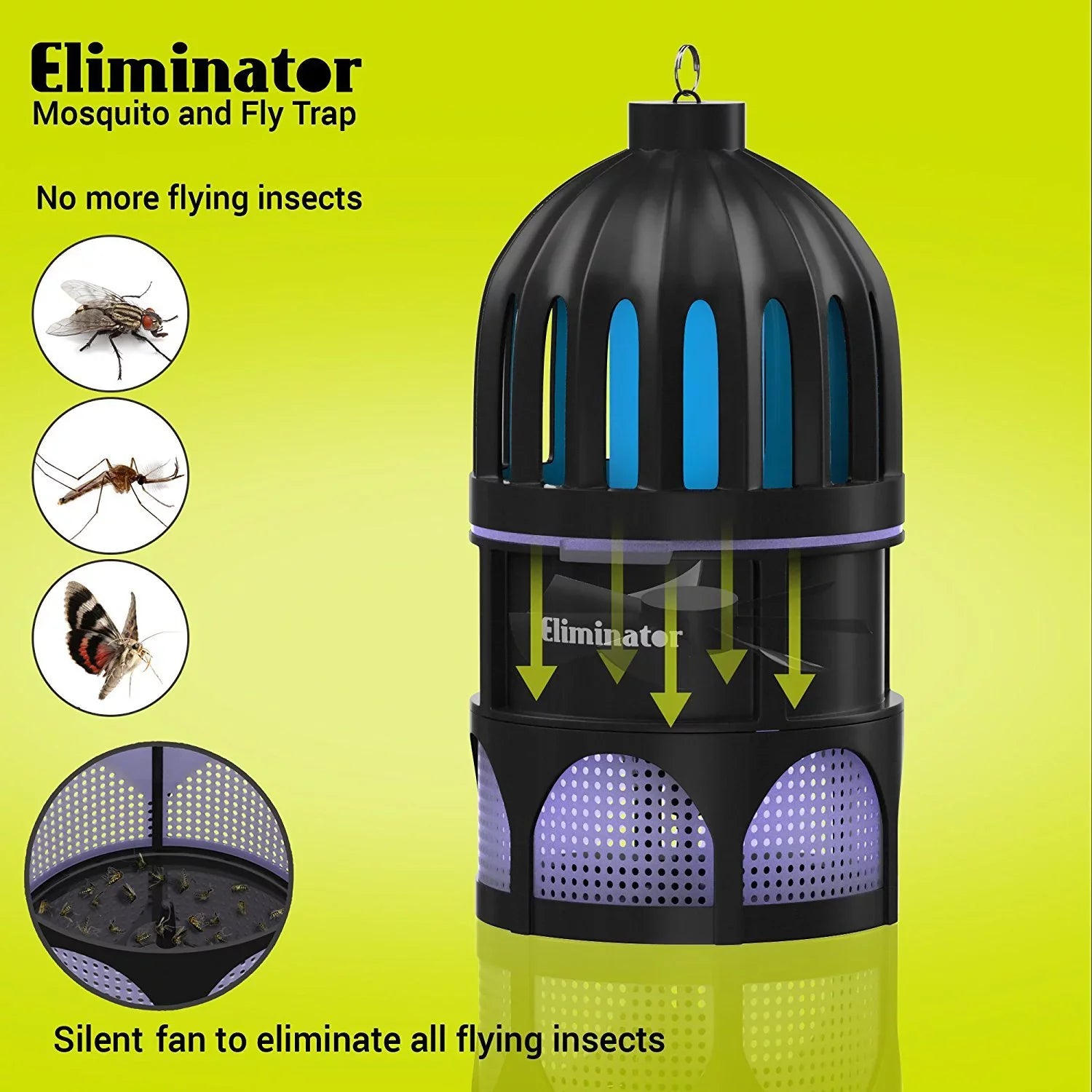 Eliminator Powerful Indoor Mosquito and Fly Trap with Bright LED UV Light Attracter and Fan/Get Rid of All Mosquitoes and Flies  Mosquito Catcher Killer for Residential & Commercial Use [UPGRADED]