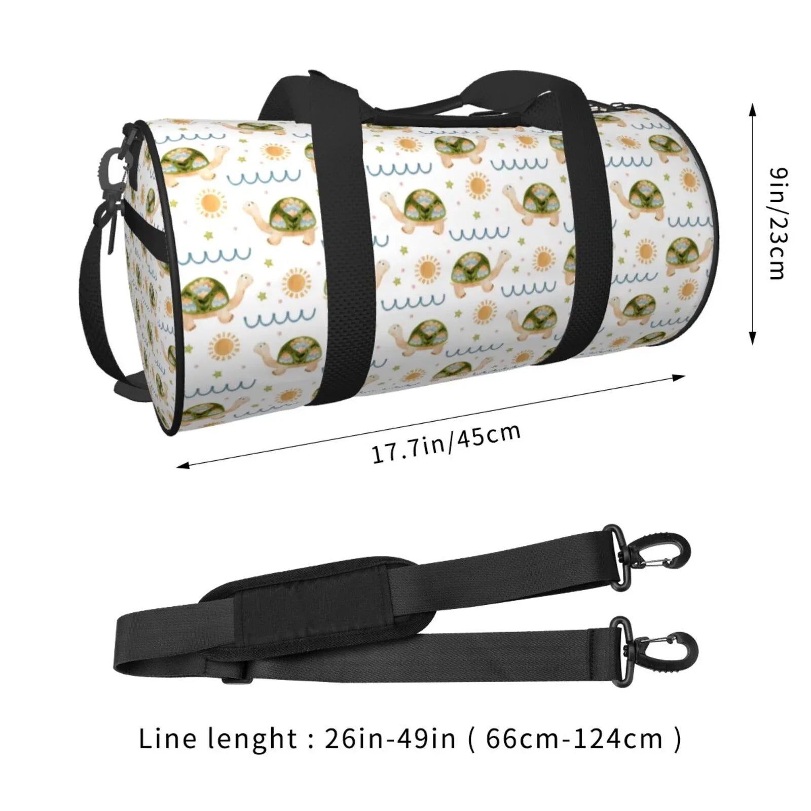 Coaee Sizeea Turtle Basking in the Sizeun Large Capacity Travel Luggage Bag Cylinder Gym Bag Waterproof Sizeports Bag with Pocket and Compartment