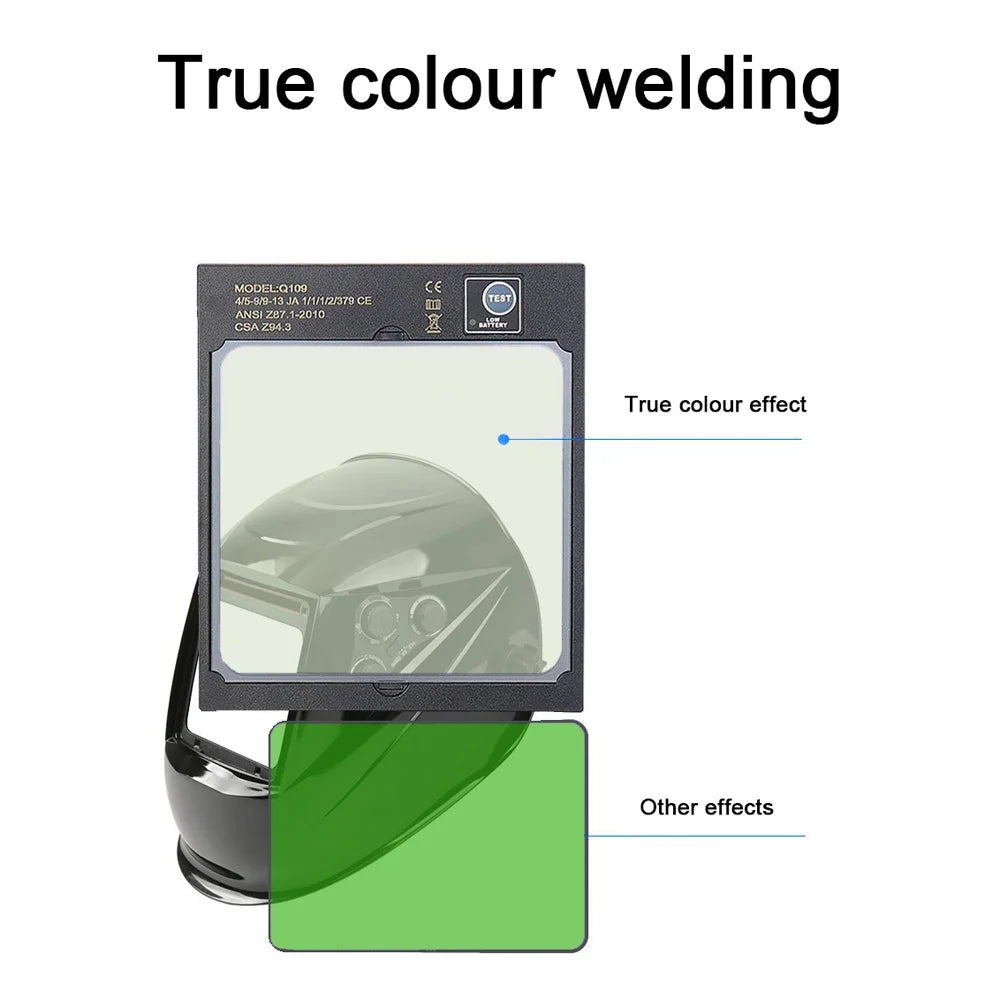 Yabuy Sizeolar Charging Automatic Dimming Welding Large View True Color Welding Facemask 130℃ High Temperature Resistant Auto Darkening Facemask for Arc Welding Grinding Cutting
