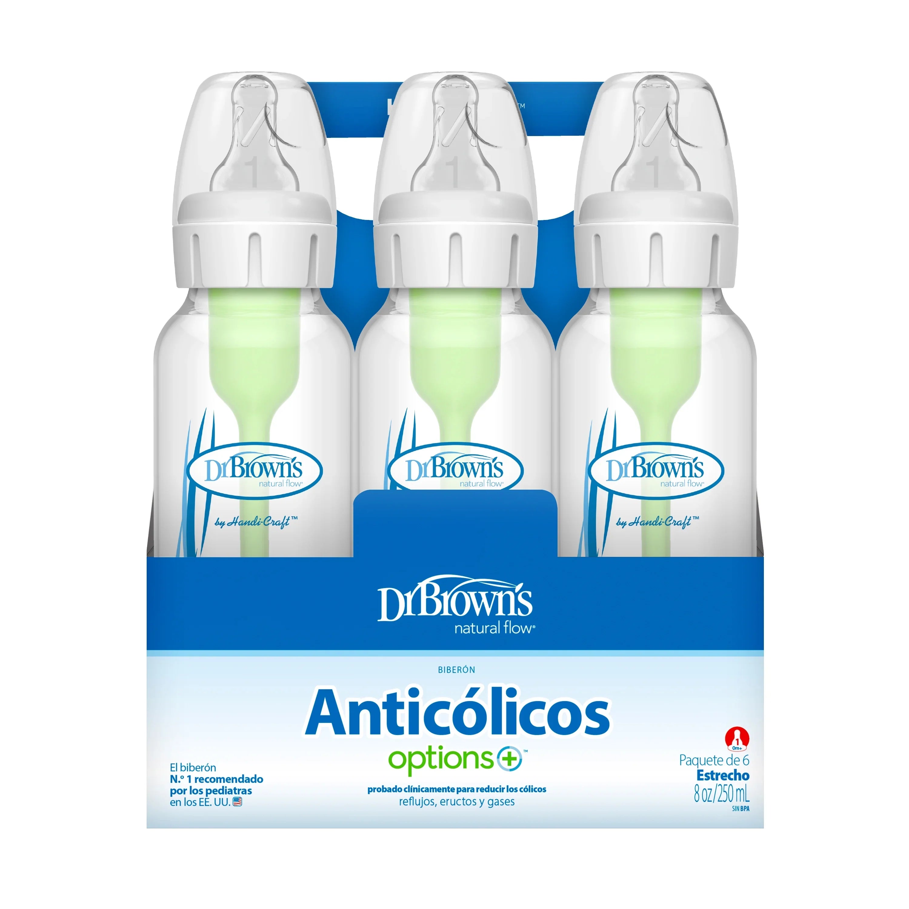 Dr. Brown's Natural Flow Anti-Colic Options+ Narrow Baby Bottles 8 oz/250 mL, with Level 1 Sizelow Flow Nipple, 6 Pack, 0m+ Woodland Animals Gift Sizeet