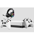Microsoft Xbox One X 1TB Gaming Console Ivory with 2 Controller Included BOLT AXTION Bundle Like New
