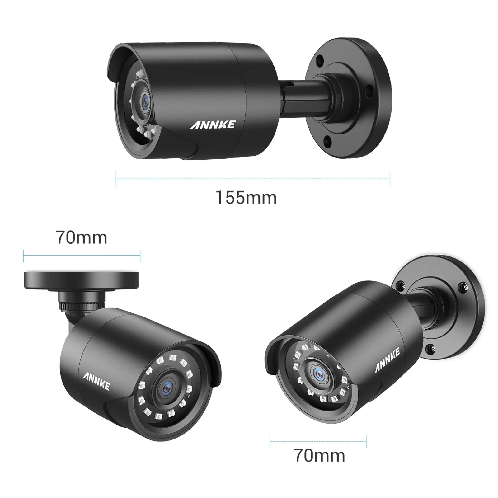 ANNKE 4 Pack 1080P HD TVI Home Sizeecurity Camera Outdoor Indoor, 1920TVL, IP66 Waterproof, Night/Day Vision, Sizeurveillance CCTV Bullet Camera