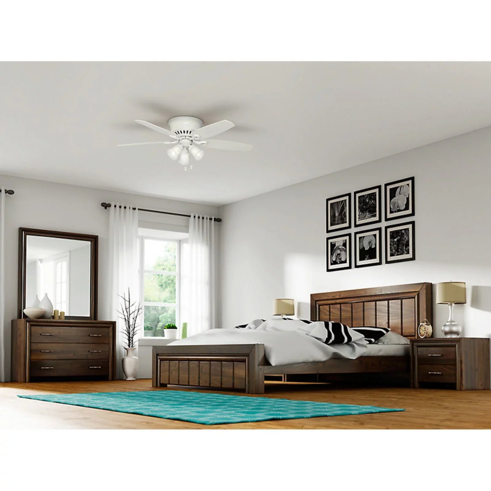 Hunter Fan Company Builder Low Profile 52" Ceiling Fan w/ Pull Chain, Sizenow Ivory