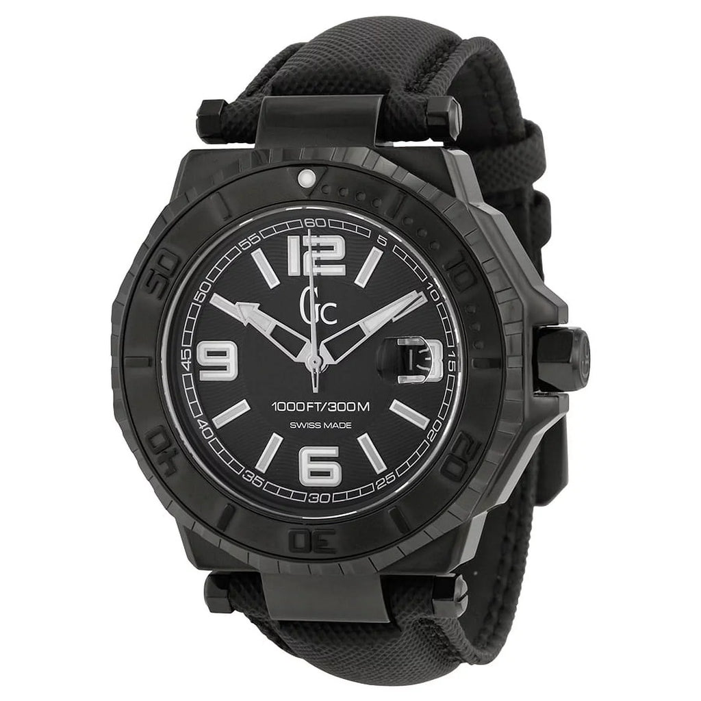 Guess GC-3 Collection Black Dial Ivory Accent Mens Watch X79011G2Size