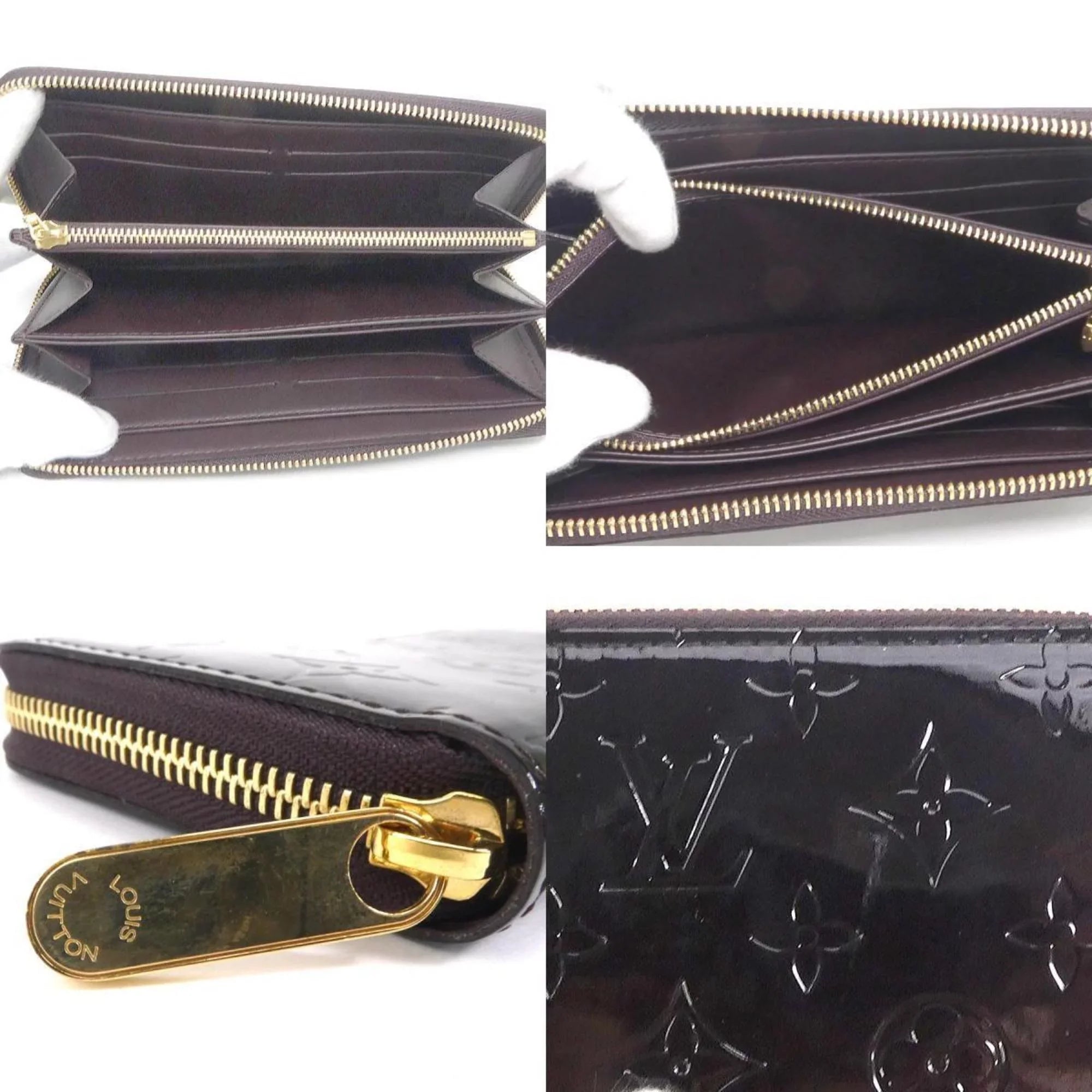 Pre-Owned Louis Vuitton LOUISize VUITTON Round Zipper Long Wallet Monogram Verni Zippy Amaranto Unisex M93522 (Good)