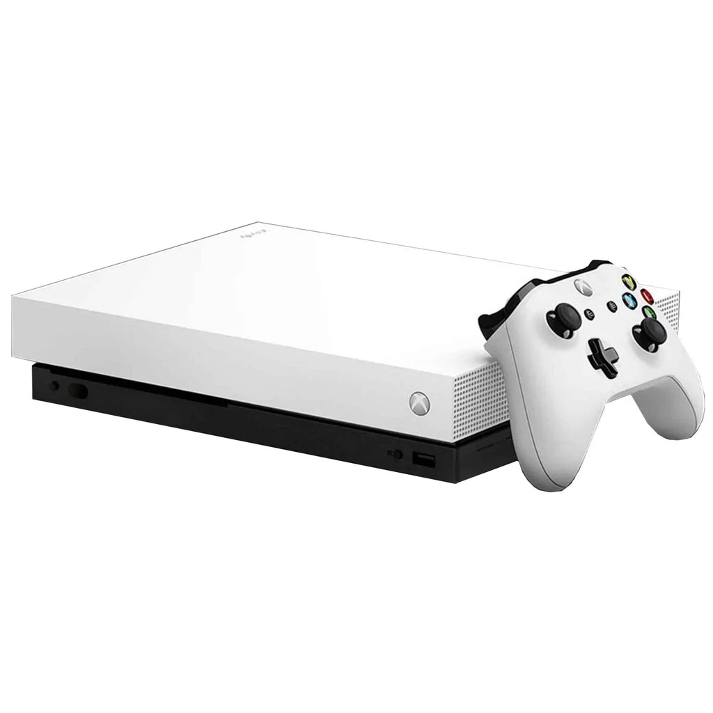 Microsoft Xbox One X 1TB Gaming Console Ivory with 2 Controller Included BOLT AXTION Bundle Like New