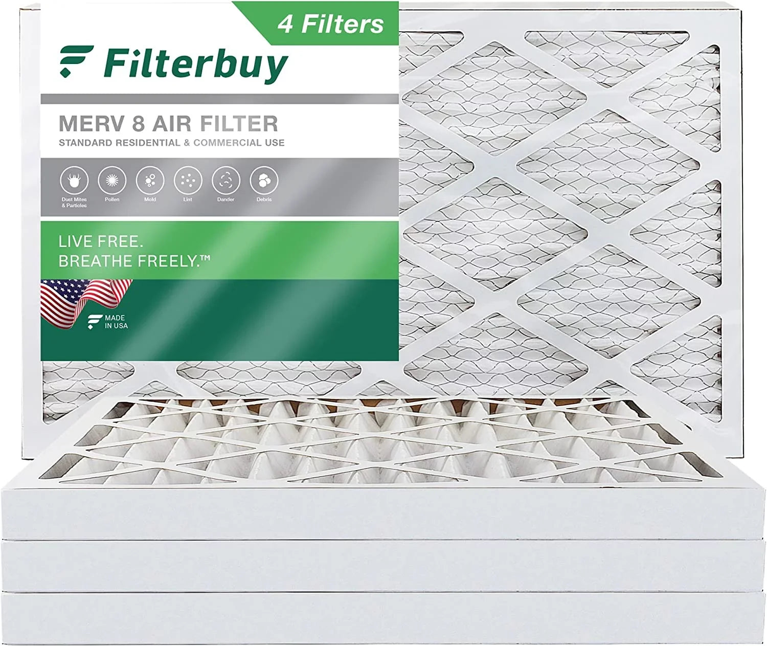 Filterbuy 16x36x2 MERV 8 Pleated HVAC AC Furnace Air Filters (4-Pack)