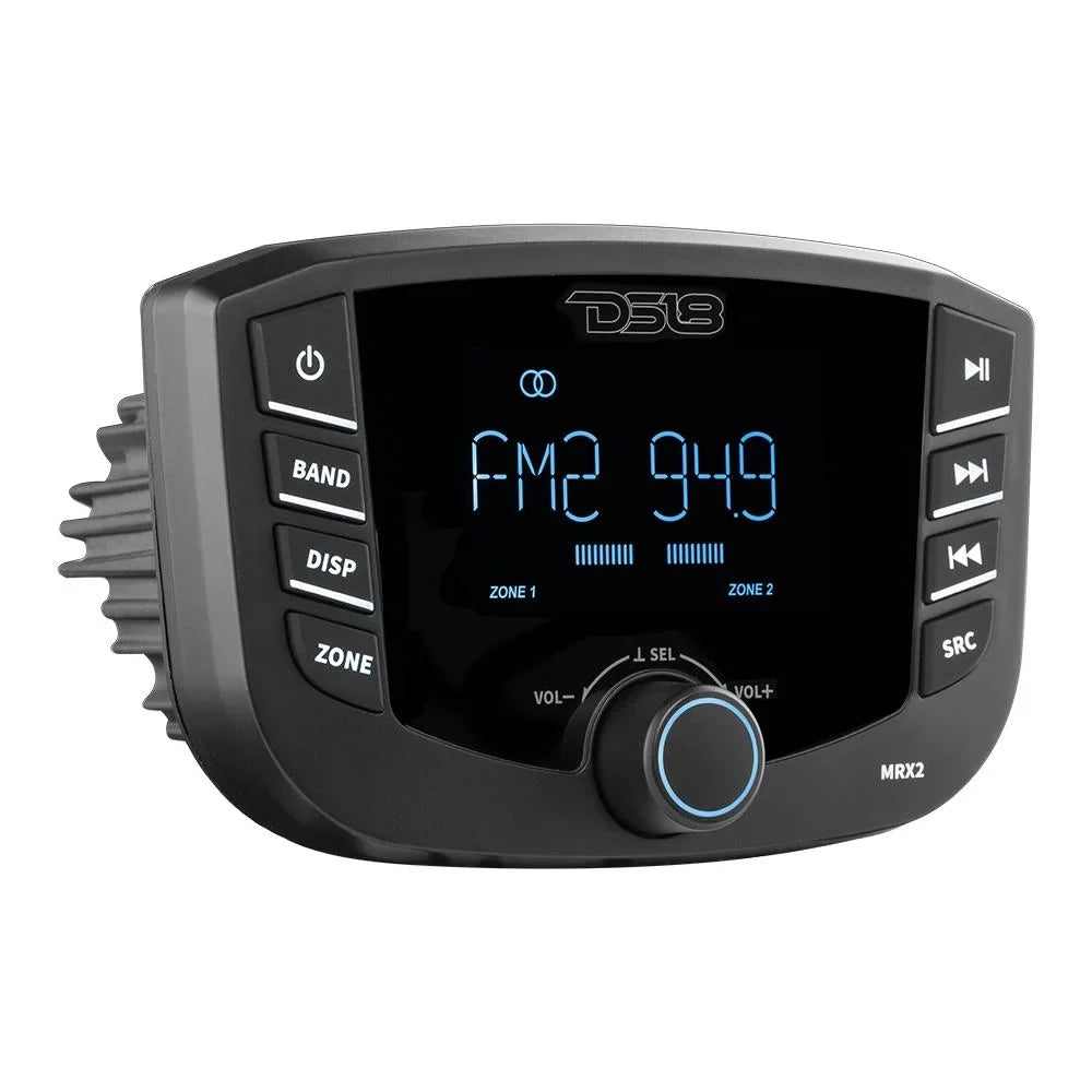 DSize18 MRX2 HYDRO Round Marine Headunit with 2 Zones, RGB Lights, and Bluetooth