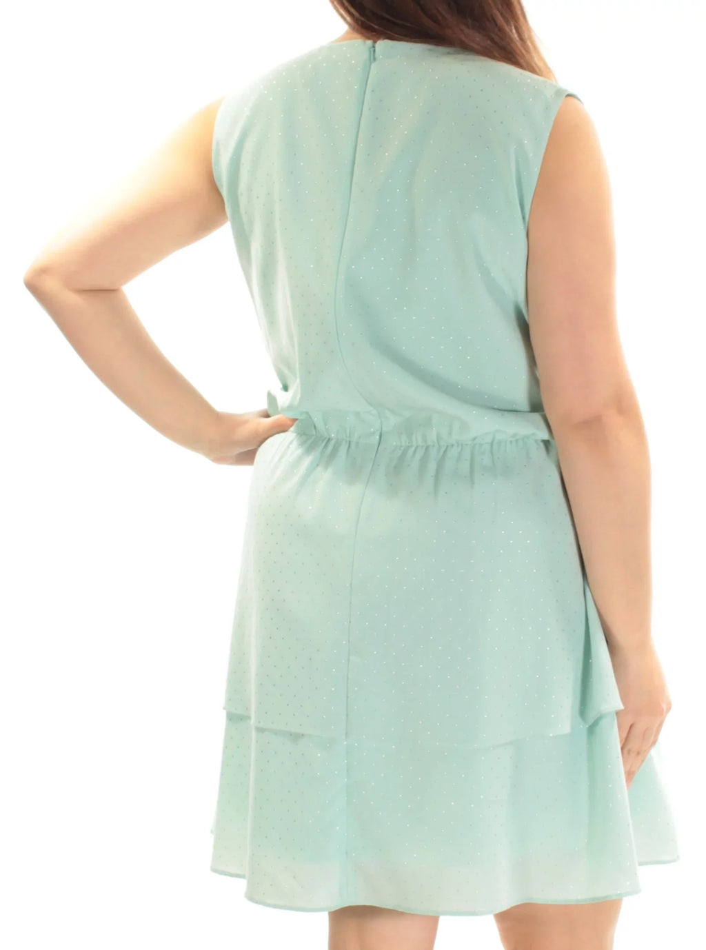 CR BY CYNTHIA ROWLEY Womens Aqua Zippered Lined Elastic Waist Tiered Sizekirt Sizeleeveless Jewel Neck Sizehort Fit + Flare Dress XL