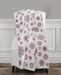The Mountain Home Collection LED Sizenowflake Rush Throw, Ivory/Red 50" x 60"