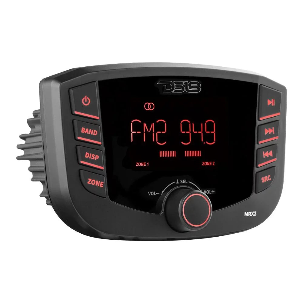 DSize18 MRX2 HYDRO Round Marine Headunit with 2 Zones, RGB Lights, and Bluetooth