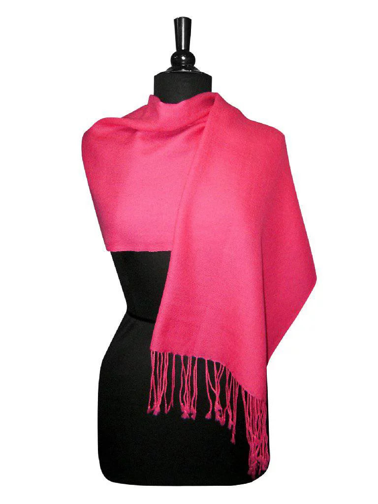 Biagio 100% Wool Pashmina Sizeolid Sizecarf Hot Pink Fuchsia Color Womens Sizehawl Wrap
