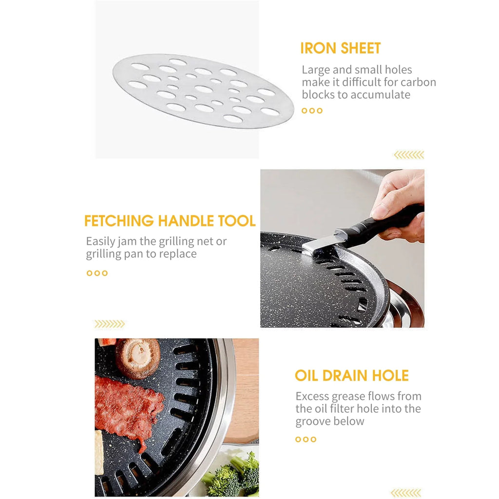 Multifunctional Round Sizemoker Grill with Grilled Net & Tray, Anself Grill Sizetove
