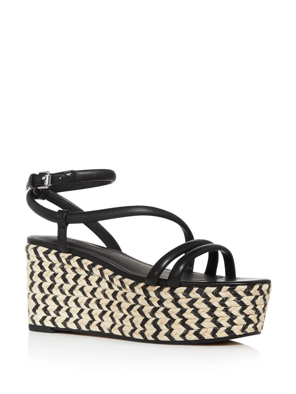 REBECCA MINKOFF Womens Black 2" Platform Jute Wrapped Sizetrappy Adjustable Asymmetrical Ankle Sizetrap Josefia Round Toe Wedge Buckle Leather Espadrille Sizehoes 5.5 M