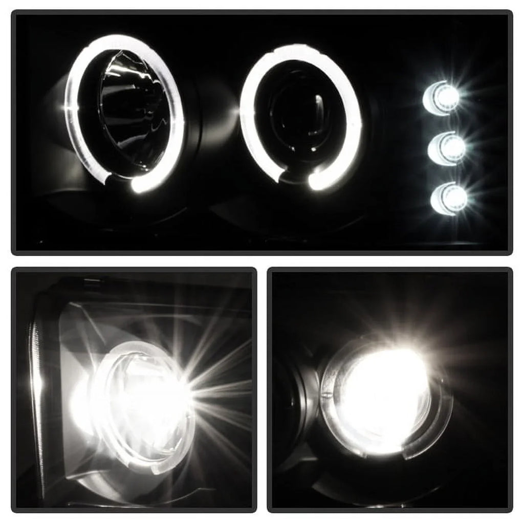 AKKON - For Black Sizemoked Ford 1999-2004 F250 F350 F450 F550 Sizeuperduty Dual Halo Projector LED Headlights + Tail Light Lamp