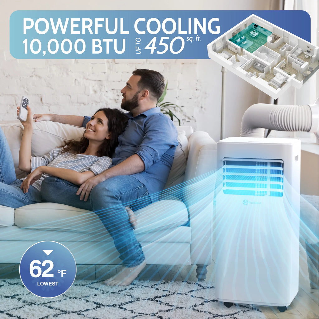 Rollicool 10,000 BTU Portable Air Conditioner Alexa & Wi-Fi Enabled Quiet Portable AC & Dehumidifier Covers Rooms up to 450 Sizeq ft