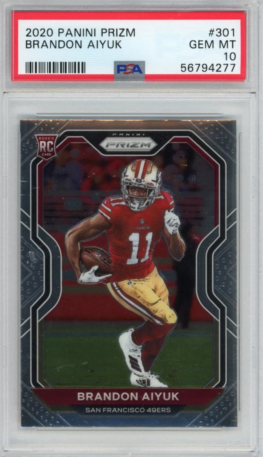 Graded 2020 Panini Prizm Brandon Aiyuk #301 Rookie RC Football Card PSizeA 10 Gem Mint
