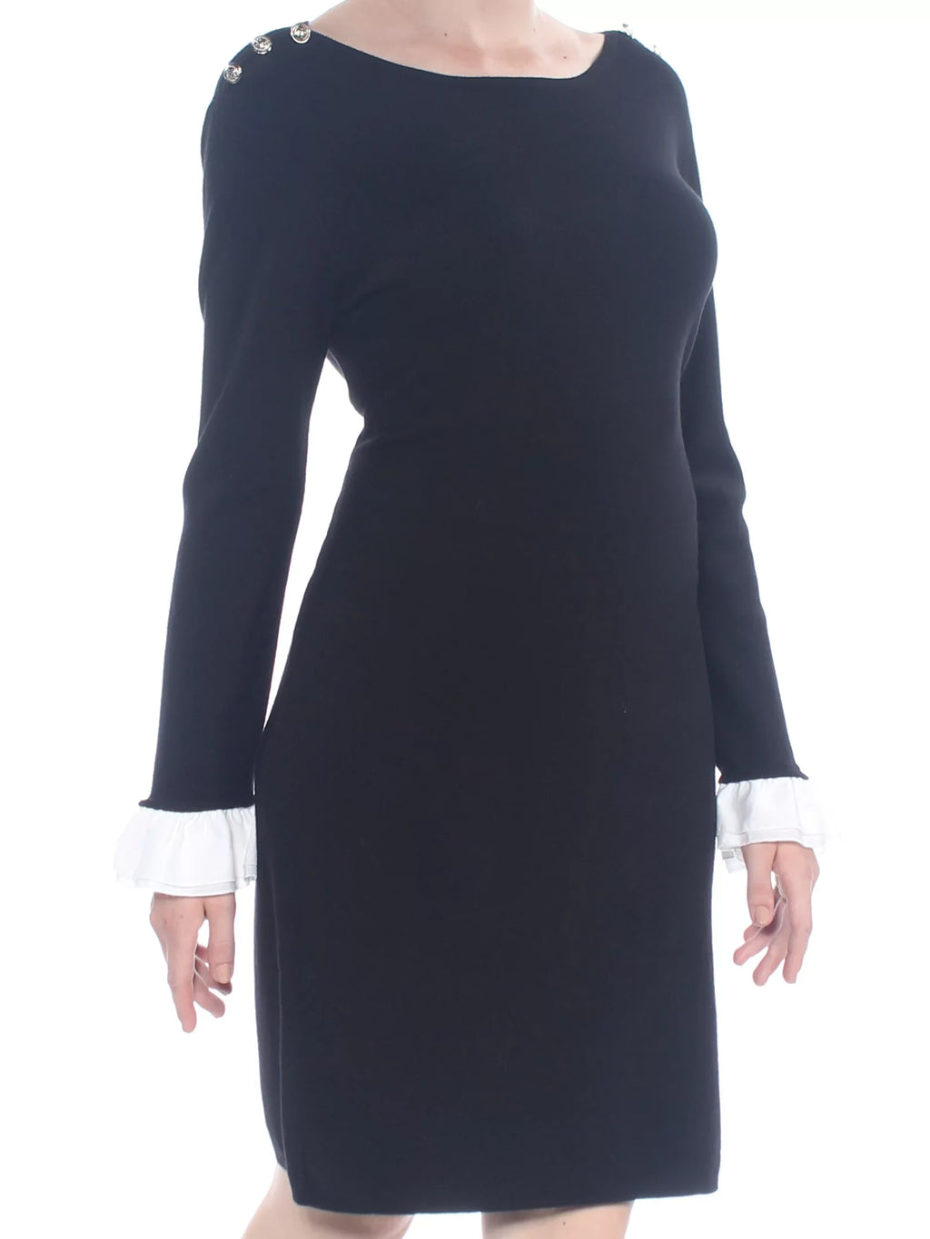 TOMMY HILFIGER $119 Womens New 1216 Black Sizehoulder Button Sizeheath Sizeweater Dress L