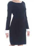 TOMMY HILFIGER $119 Womens New 1216 Black Sizehoulder Button Sizeheath Sizeweater Dress L