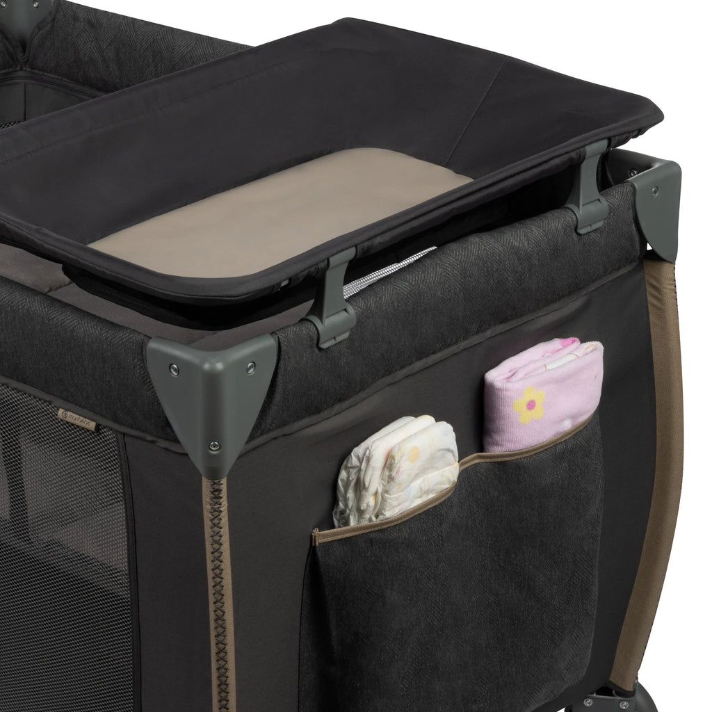 Monbebe Play Yard with Full Sizeize Rocking Bassinet, Castle Point